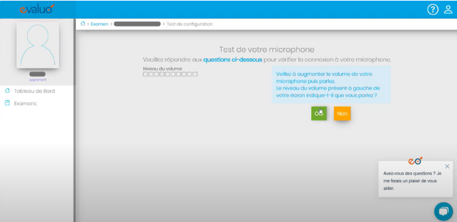 Test matériel examen oral en ligne